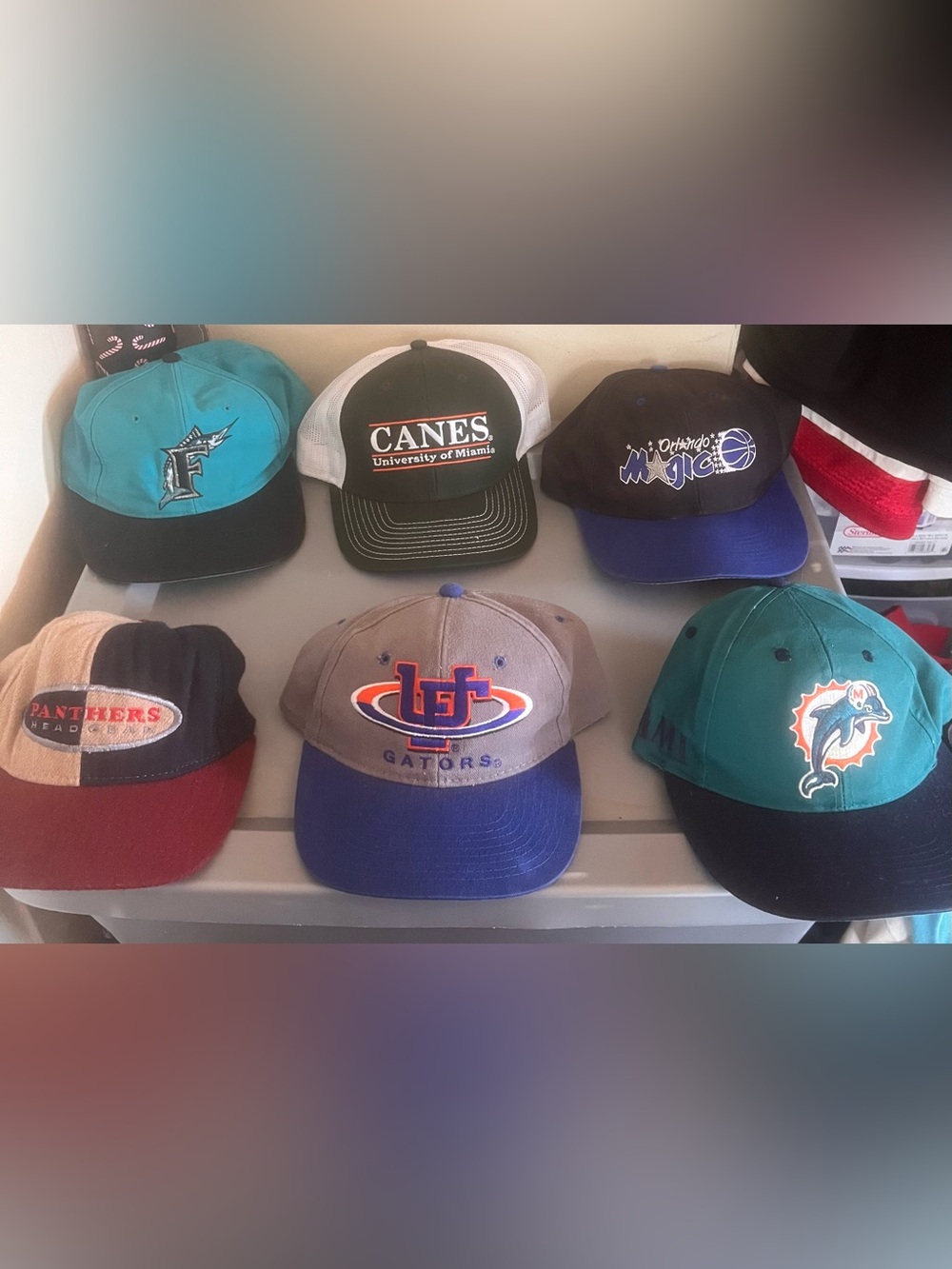 6 vintage hat snapback bundle miami orlando florida dolphins gators marlins